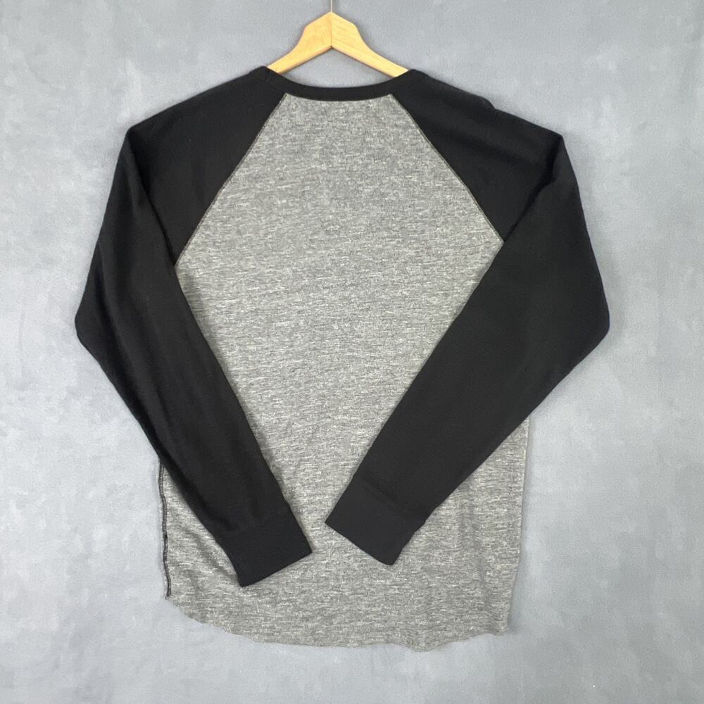 American Eagle Outfitters Thermal Shirt Men XL Gray Black Logo Crew Neck Y2K - Picture 3 of 9